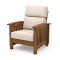 Massivholz Sessel mit Leinenbezug, Beige