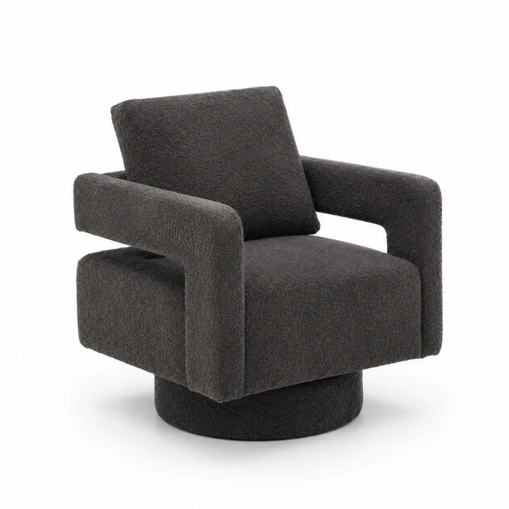Drehbarer Sessel aus Bouclé-Stoff, Dunkelgrau