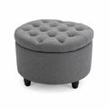 Runder Hocker aus Stoff mit Stauraum, Grau, 50 cm