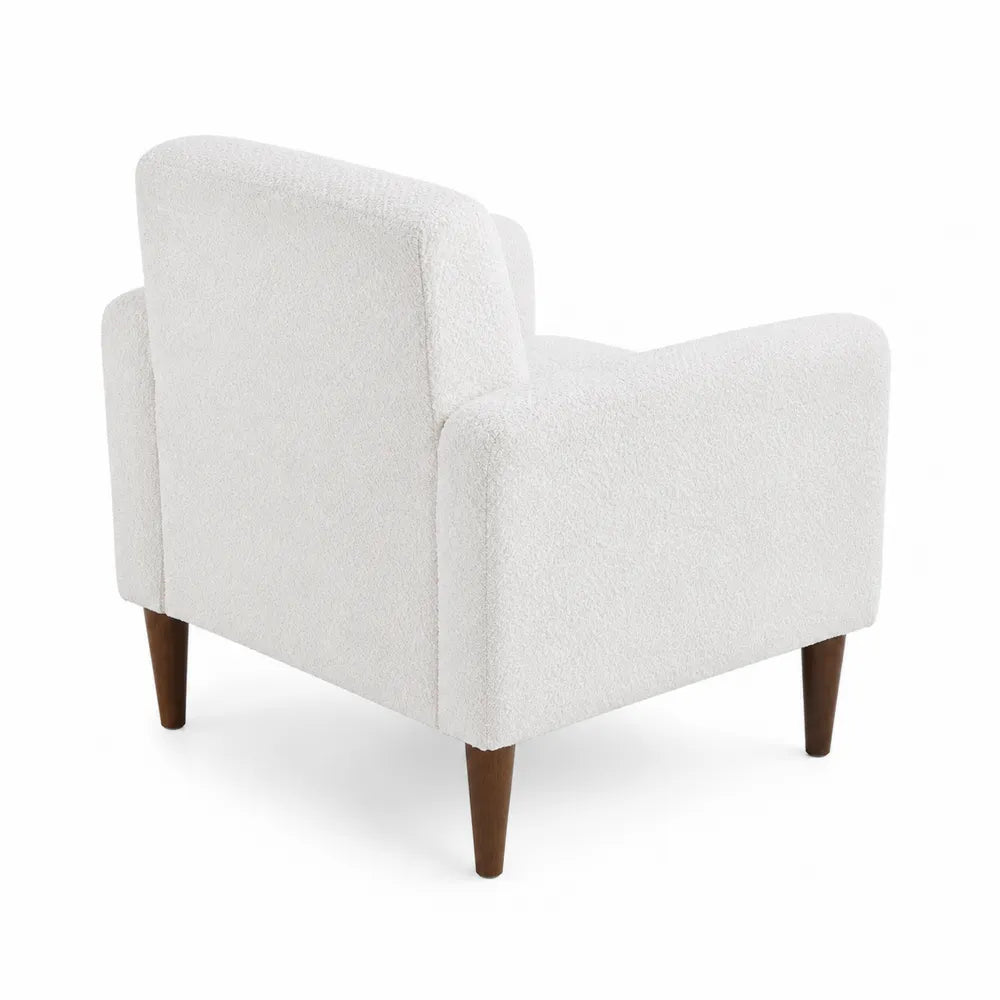 Sessel Bouclé Cremeweiß Massivholzbeine