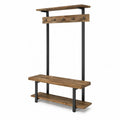 Garderobenständer Massivholz Metall Schwarz 175cm