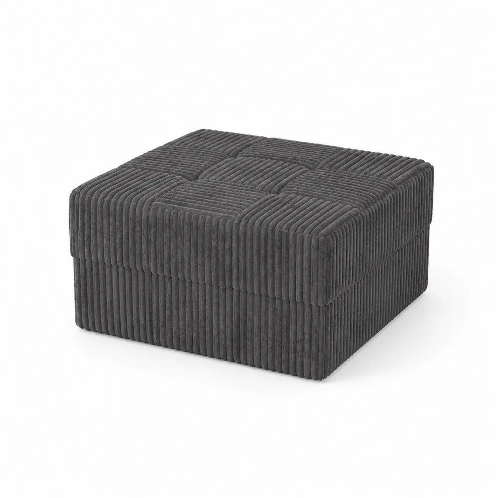 Rechteckiger Cord-Fußhocker Dunkelgrau 80x60x40cm